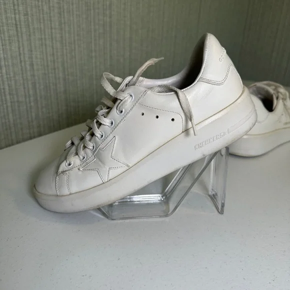 Golden Goose Purestar (GGDB/PURE) White Leather Sneakers, Size 9.5 - Picture 5 of 15